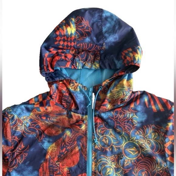 Volcom Forwarder Jacket Blue All Over Print Hoodie Mens Size S Skateboard Grunge - Picture 2 of 9